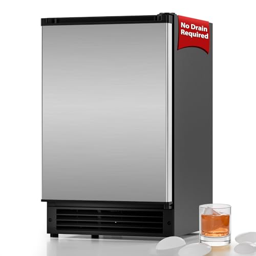 15 W Under Counter Ice Maker No Drain Required Freestanding Built-in Ice Maker Crescent Ice Drainless Ice Maker ETL Approved 2026 Upgraded Easy Installation for Home Bar RV Office