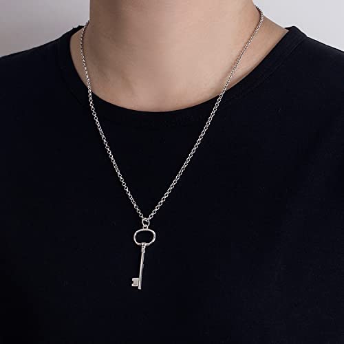H&Beautimer Unisex 925 Sterling Silver Solid Necklace - Classic Key Pendant Rolo Chain For Women's Man's - 18,20,22,24,26,28,30'' - Handmade in Italy - Silver Fine Jewelry3
