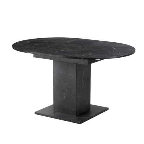 Table à manger extensible en bois marbré noir pour votre cuisine - 2
