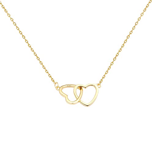 Collier chaîne de clavicule double cœur argent 925, bijou quotidien style minimaliste femme