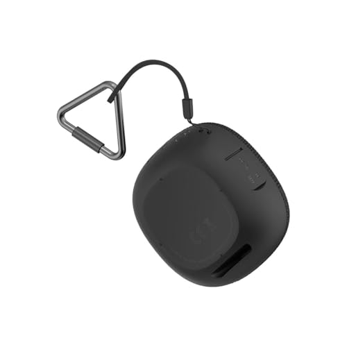 SPC Sound Go - Altavoz Bluetooth 5.0 portátil con mosquetón, Compacto, Gran autonomía 24 Horas, Potencia 7W, Resistente al Agua (IPX7), Manos Libres, True Wireless Stereo, USB-C, diseño Textil, Negro