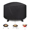 HOMEE Round Fire Pit Cover 36" x 20", 420D Heavy Duty Waterproof Patio Fire Bowl Cover,Fire Pit Table Cover, Outdoor Patio Firepit Cover for Fireplace Fire Bowl Fits for 30"-36" Fire Pit/Table