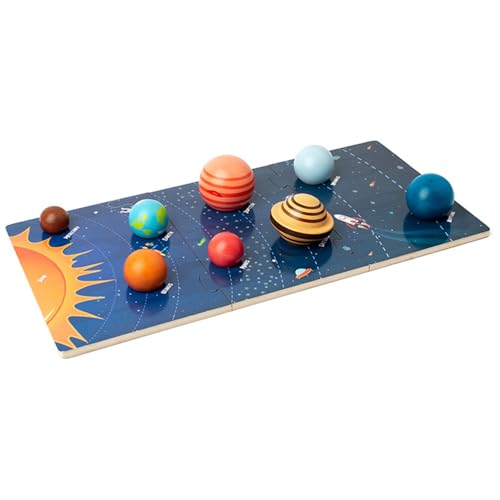 Système solaire en bois pour enfants de 36 mois avec planètes 3D et cartes