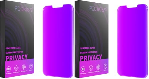 Image of PDDKISS Compatible for iPhone 13 Pro Max Privacy Screen Protector /iPhone 14 Plus Screen Protector 6.7 Inch, Purple Gradient Anti Spy Anti Blue Light HD Tempered Glass Easy Installation (Pack of 2)