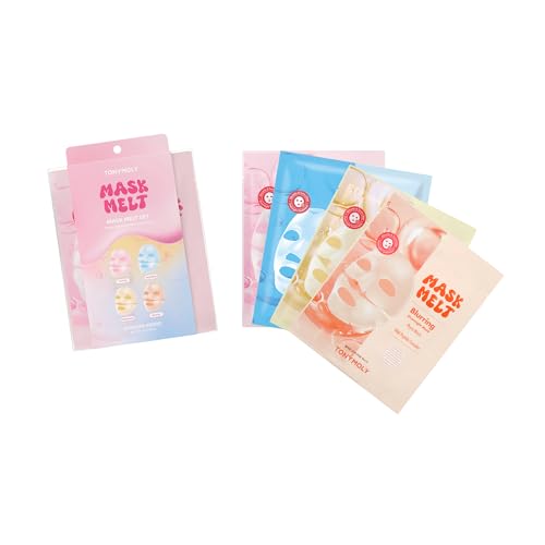 TONYMOLY Mask Melt Assorted Hydrogel Overnight Mask 4-Pack Melt-On Face Masks with Collagen Vitamin C + Rice Vegan PDRN & Peptides for Hydration Firming Brightening & Smoothing