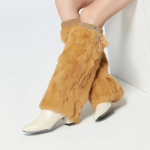 Image of Fur Story Fur Leg Warmers Real Fur Rabbit Winter Leggings Boot Toppers for Women