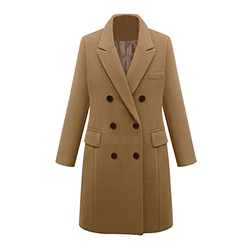 Manteau de bureau boutonné pour femme veste longue d'hiver chic pour l'extérieur kaki