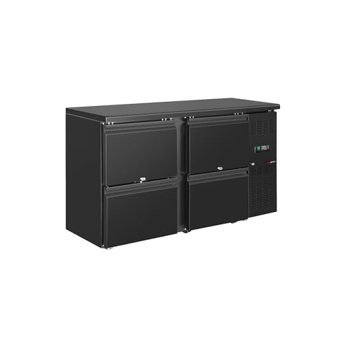 GGM Gastro | KTSH145 | Bar & Bebidas Nevera Eco – 1462 mm – con 4 cajones – Negro