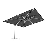 paramondo Sombrilla Parasol parapenda 4 x 3m (rectangular/gris) Estructura incl. Soporte de cruz (antracita)