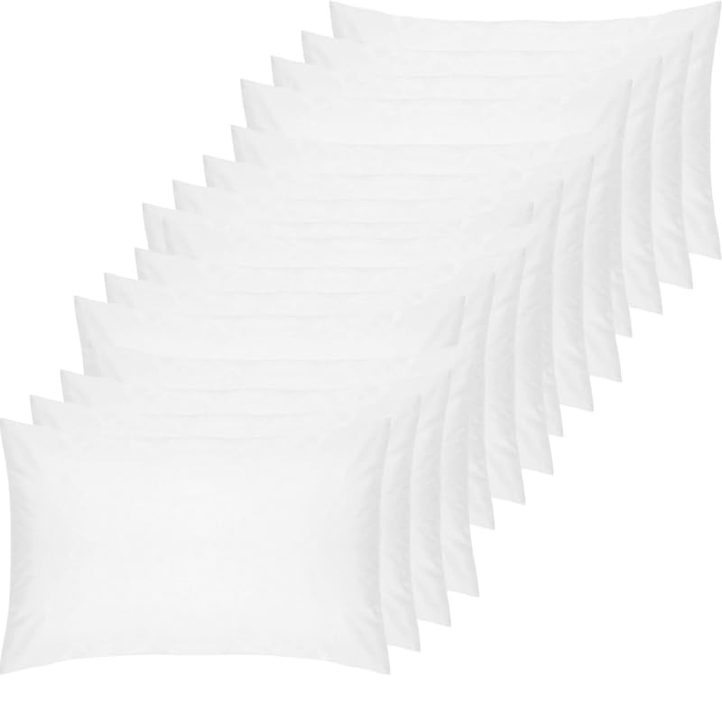 DTEX HOMES Pillow Cases 16 pack Easy Care Soft Brushed Microfiber Shrinkage and Fade Resistant white pillow cases -16 x Standard Size Pillow Cases (50 x 75cm)