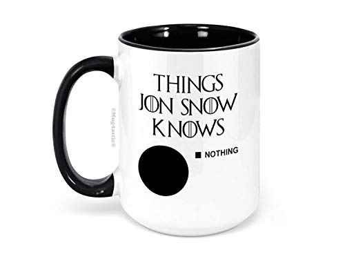 Things Jon Snow Knows (Nothing) - Taza de café de cerámica (15 onzas) Things Jon Snow Knows (Nothing) - Taza de café de cerámica (15 onzas)