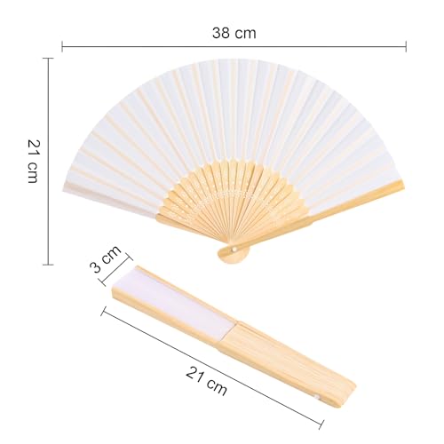 Faburo 4 Stück Fächer Set, Fächer Hochzeit Fächer Weiß, Handfächer Klein für Hochzeitsdeko Sommer Party