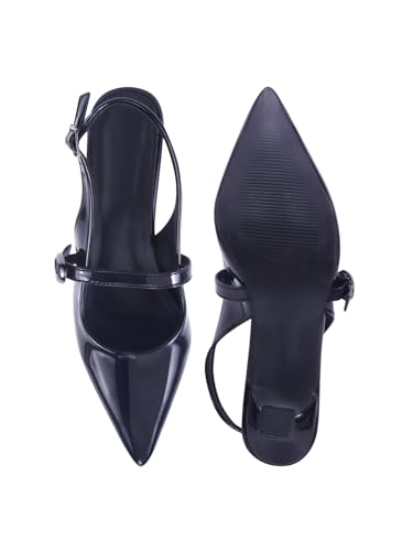 Image of HVNLY By Shoetopia Elegant Patent Slingback with Decorative Strap For Women & Girls Luxury Designer Footwear