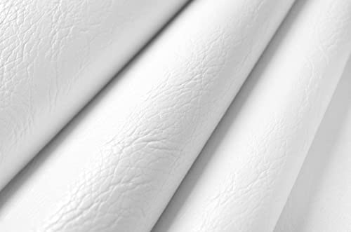 Image of Wento Thick 1 Yard Faux Leather Soft Skin Grain PU Fabric for Furniture Cover, Reupholster Sofa Chairs, Cushions, Vinyl Upholstery (1yard, White)