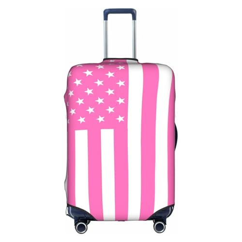 America Flag Pink Universal Stretch Suitcase Cover Carry On Luggage Sleeve Anti Scratch Travel Baggage Protector for Unisex Women Travel X-Large