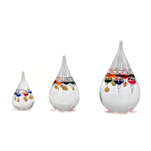 Sterzeal Galileo Tear Drop Shaped Indoor/Outdoor Thermometer - Elegant Home Decor & Gift for Men (Small - 11.5 CM)