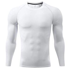 Sillictor Mens Compression Base Layer Top Quick Dry Long Sleeve Running Top Mens UPF 50+ Sports Underlayer for Ski Golf Cycling Hiking Football,Breathable Moisture Wicking Muscle Support