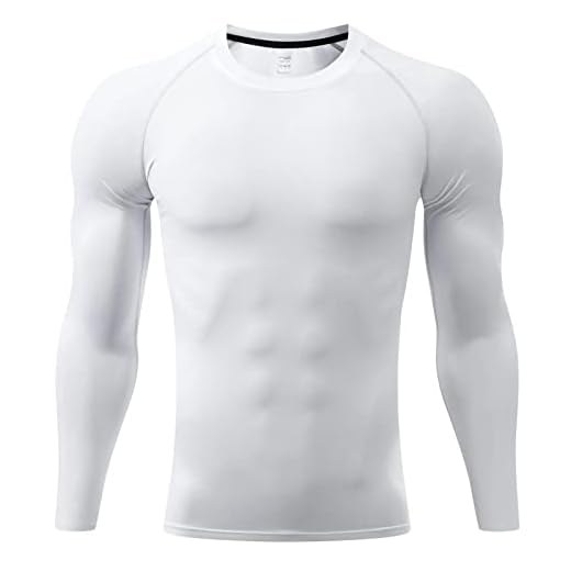 Sillictor Mens Compression Base Layer Top Quick Dry Long Sleeve Running Top Mens UPF 50+ Sports Underlayer for Ski Golf Cycling Hiking Football,Breathable Moisture Wicking Muscle Support, White, L