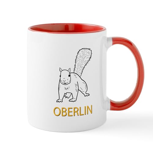 Taza de cerámica blanca con ardilla de Oberlin 325 ml miniatura 1