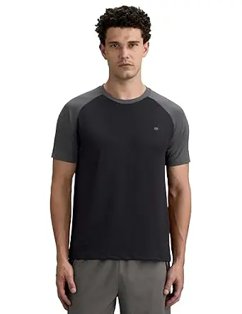 Symbol Premium Black Men's Solid Sports T-Shirt Black/Grey - Image 2
