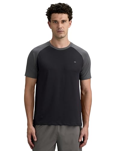 Image of Symbol Premium Men's Solid Regular Fit Sports Stretch T-Shirt | Round Neck | Raglan Sleeve | Moisture-Wicking | Activewear | Running | Gym | Plain (Available in Plus Sizes)