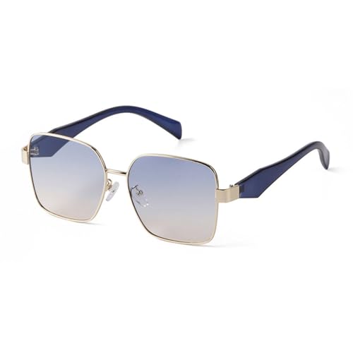 Lunettes de soleil carrées en métal avec verres dégradés UV400 pour homme et femme
