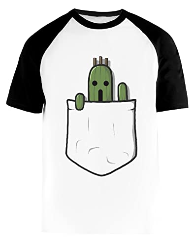 GUNMANTOR Petit Poche Cactus Cactus T-Shirt De Baseball Blanc pour Hommes Femmes Manches Courtes Unisexe Col Rond White Unisex S