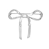 Unique Bow Knot Lapel Brooch Pin Dangling Stick Bar Ribbon Bow Sweater Collar Pins Fashion Birthday Jewelry for Women Dress Suit Hat Backpack Clothes Accessories Brooches (Silver)