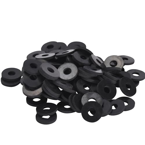 Bolt Dropper Rubber Flat Washers Black 100pcs - Washers for Screws, Bolts Hardware - 1/4"x5/8"x3/32" EPDM Material Water Hose Washers Rubber for Household Appliances, Plumbing, Electrical Use