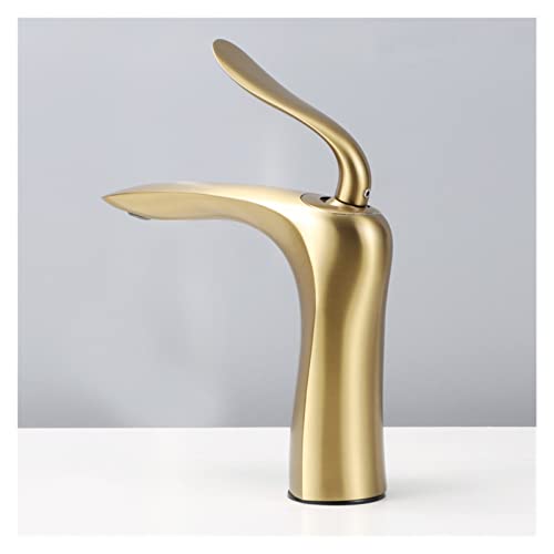 Robinet de salle de bains mitigeur lavabo brosse or évier chic - 5
