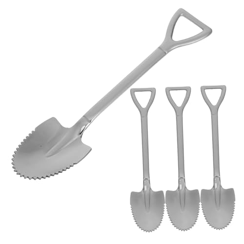 DECHOUS 4Pcs Stainless Steel Serrated Spoons Ergonomic Fruit Scraping and Scooping Tools for Watermelon Grapefruit Pears and More and Kitchen Utensils