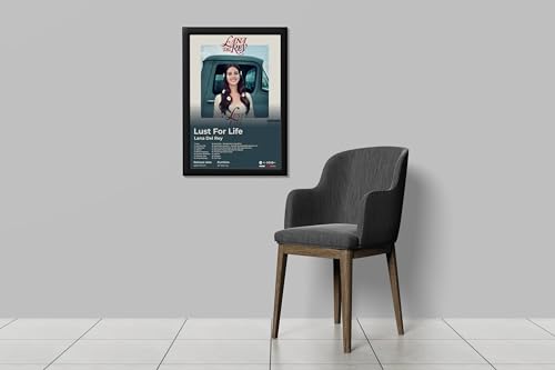 Image of BLINKART LanaDelRay- Lust For Life Wall Photo Frames | Wall Art for Bedroom, Living Room, Studio or Office | Album Cover Print with Spotify Song Link QR Code | Gift for Fans - 8x12 In