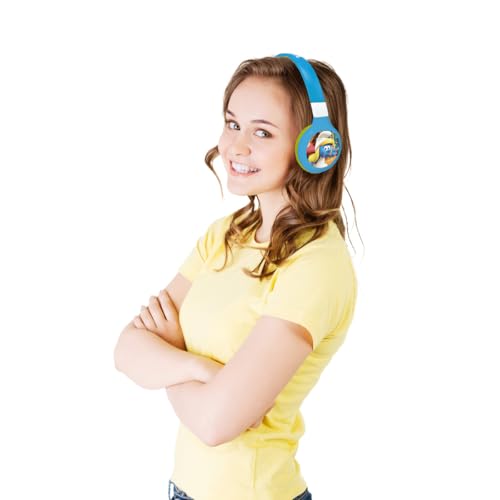 Image of LEXiBOOK, Smurfs Bluetooth Headphones, HPBT010SF | 2-in-1 Bluetooth & Wired, Microphone, Rechargeable battery, Blue /Green