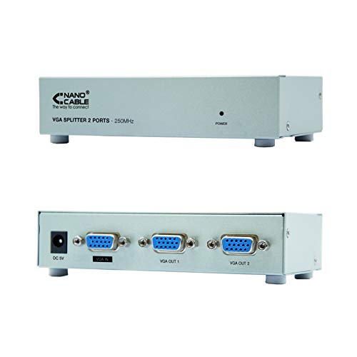 NANOCABLE 10.25.0002 - Duplicador SVGA para 2 monitores con alimentacion, plata