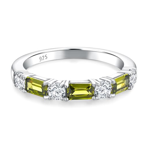 RANDES Stackable Wedding Band 925 Sterling Silver 7 Stone Eternity Rings for Women August Birthstone...