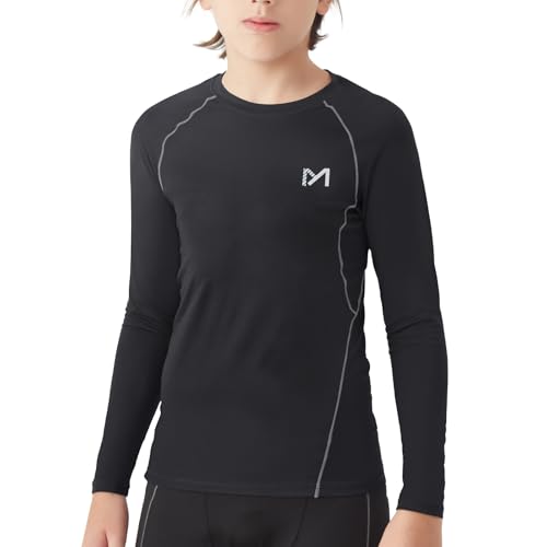 MEETYOO Maglia a Compressione per Ragazzi a Maniche Lunghe Maglietta Intima Sportiva Strato Base Top Camicia Traspirante ad Asciugatura Rapida adatta per correre e giocare a Basket