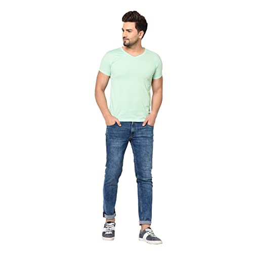 Image of Men's Cotton Blend Half Sleeve V Neck Tshirt