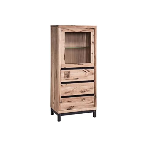 MASSIVMOEBEL24.DE Vitrine Wildeiche 65x40x148 Bianco geölt VILLANDERS #203 modern Cover