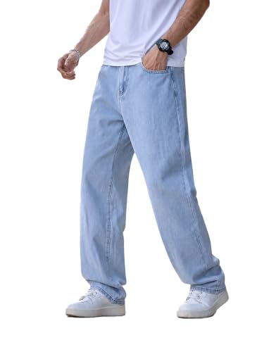 Generic Men's Light Blue Wide Leg Baggy Jeans - Image 2