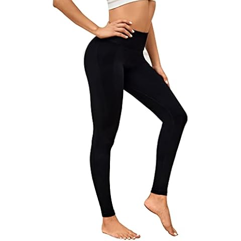 Belisy Women Running Workout Gym Leggings High Waist Tummy Control Slim Yoga Pants Black Cover