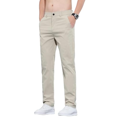 Men's Summer Thin Loose Straight Elastic Waist Zipper Casual Pants