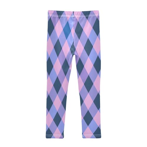 Toddler Girls Leggings Printed Yoga Pants Leggings Purple and Blue Checkered for Kids2