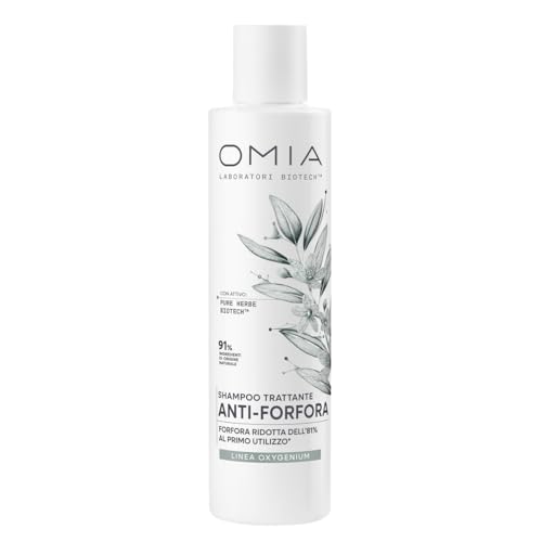 Omia Biotech Oxygenium, Shampoo Anti-Forfora Capelli, Trattamento Contro la Forfora, Dona Sollievo dal Prurito, Lascia i Capelli Leggeri e Luminosi, Formula Vegana, 200ml