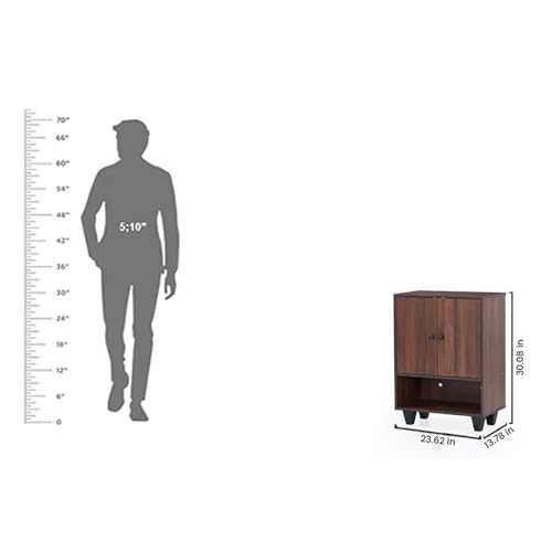 Image of Royaloak Cosmos Shoe Rack with 2 Door Storage, Engineered Wood, Melamine Finish, Wooden with Sturdy Construction, with Back Sheet for Support & Optimized Depth