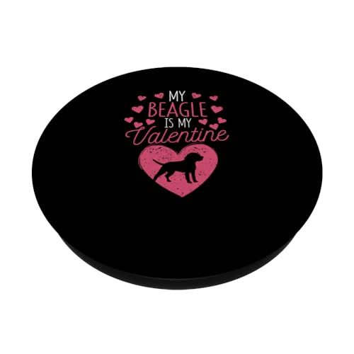 Funny Valentine's Day Dog Lover My Beagle Is My Valentine PopSockets Swappable PopGrip, Black - Image 2