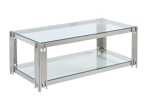 Vente-unique - Couchtisch aus gehÃ Â ÂÂ Ã Â ¤rtetem Glas und Edelstahl Ã Â ÂÂ Ã Â ÂÂ Chrom Ã Â ÂÂ Ã Â ÂÂ Nomelano