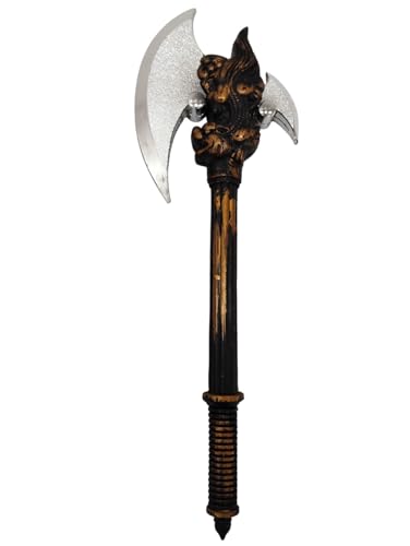 Image of BookMyCostume Plastic Dragon Battle Axe Prop for Kids & Adults | Fantasy Weapon Inspired by Parshuram Axe | Medieval Cosplay & Fancy Dress Accessory | Lightweight Plastic Double-Blade Toy