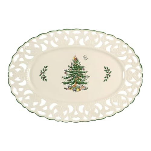 Spode Christmas Tree Oval Pierced Dish (14