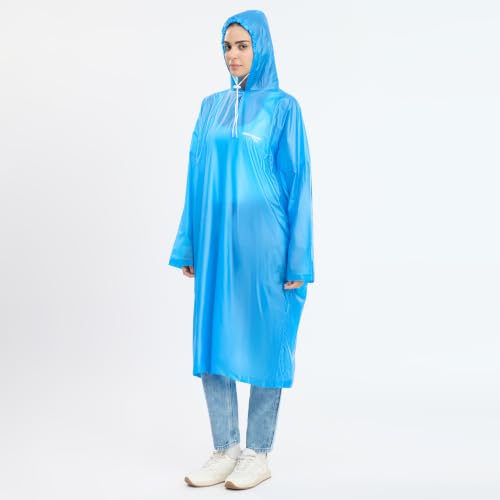 Image of ZEEL Unisex Outdoor Rain Poncho for Adult, Waterproof, Lightweight & Packable, Polyester Pullover Full Sleeves Hooded Rainwear, Poncho for Camping, Hiking, Travelling (EQRT101 AZ30, Free Size)