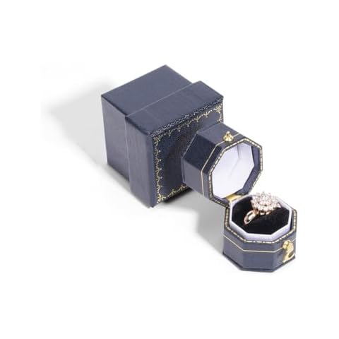Omeet Mini ring box for proposals, engagements, weddings - fits easily in your pocket or handbag - Sapphire Blue Cover